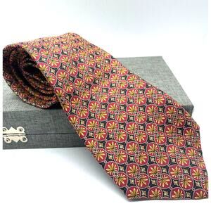Vintage Mallory & Church Ltd silk Tie Classic Red Gold Black made in‎ USA